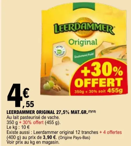 Aanbieding: Leerdammer original 27,5% mat.gr.