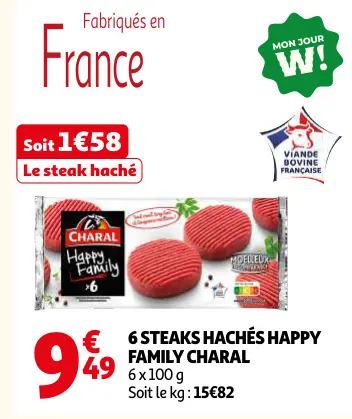 Promotie: 6 steaks hachés happy family