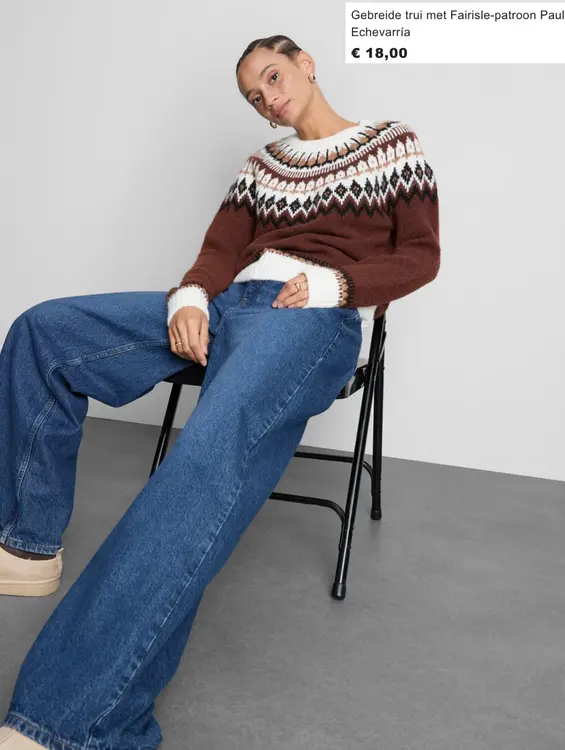 Aanbieding: Gebreide trui met Fairisle-patroon