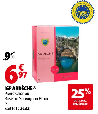 Offre: Pierre Chanau IGP Ardèche Rosé ou Sauvignon Blanc