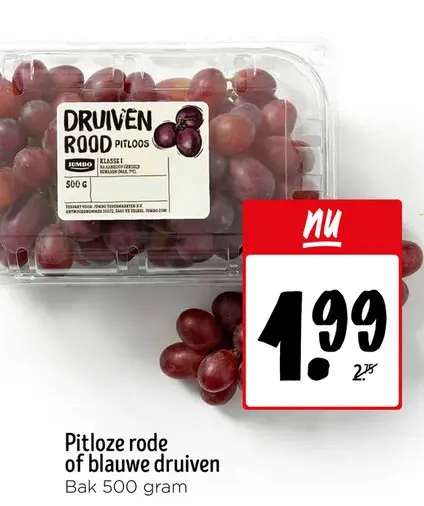 Aanbieding: Pitloze rode of blauwe druiven