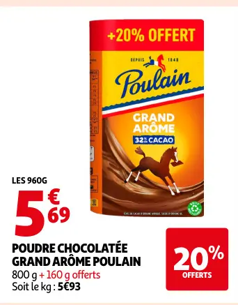 Offre: Poudre chocolatée grand arôme Poulain
