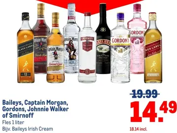 Aanbieding: Baileys, Captain Morgan, Gordons, Johnnie Wal