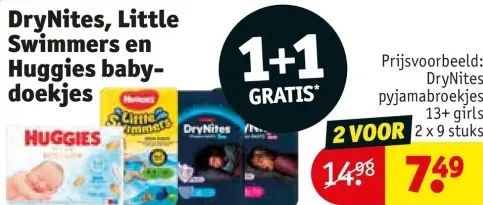 Aanbieding: DryNites, Little Swimmers en Huggies baby-doekjes