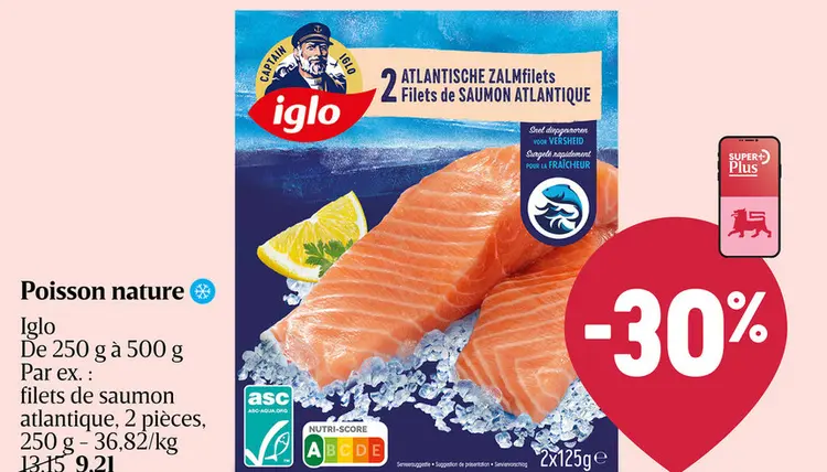 Offre: Poisson nature filets de saumon atlantique