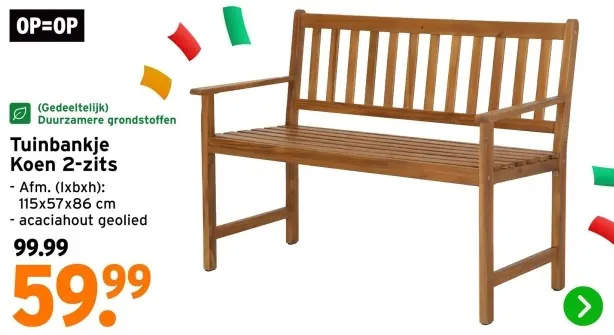 Aanbieding: Tuinbankje Koen 2-zits