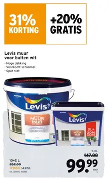 Aanbieding: Levis muur voor buiten wit