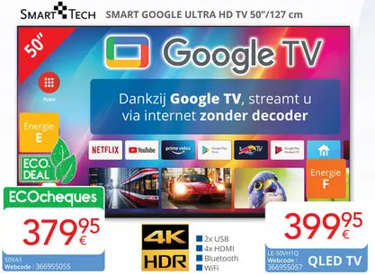 Promotie: SMART GOOGLE ULTRA HD TV 50"/127 cm