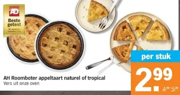Aanbieding: AH Roomboter appeltaart naturel of tropical