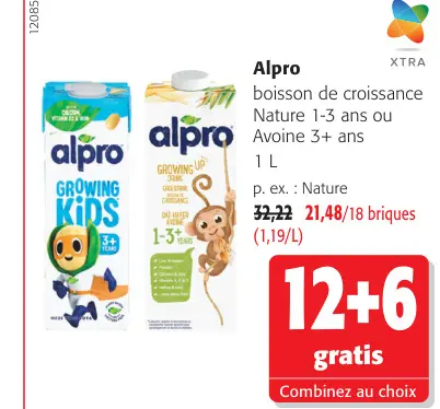 Offre: Boisson de croissance Nature 1-3 ans ou Avoine 3+ ans