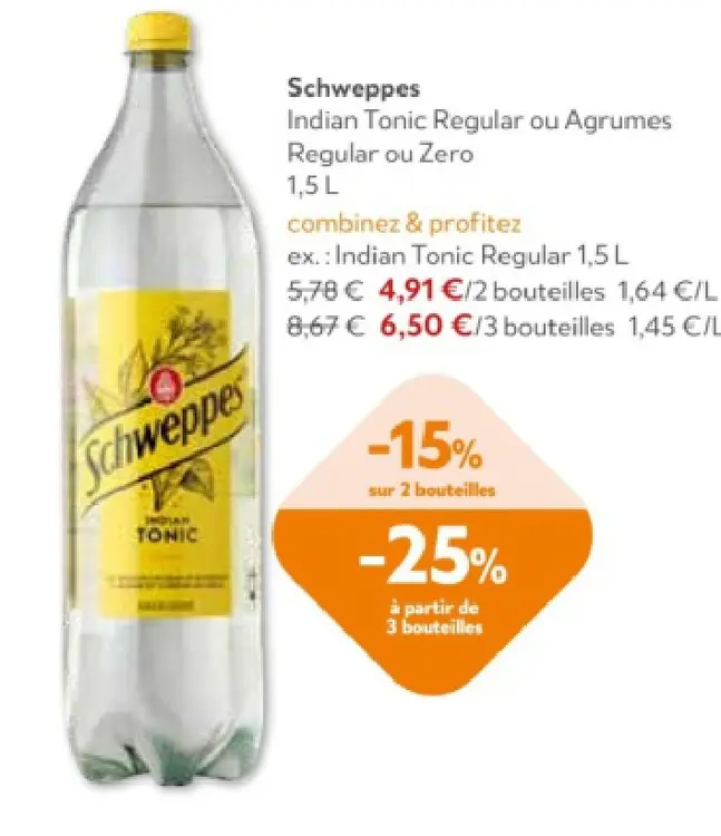Offre: Indian Tonic Regular ou Agrumes Regular ou Ze