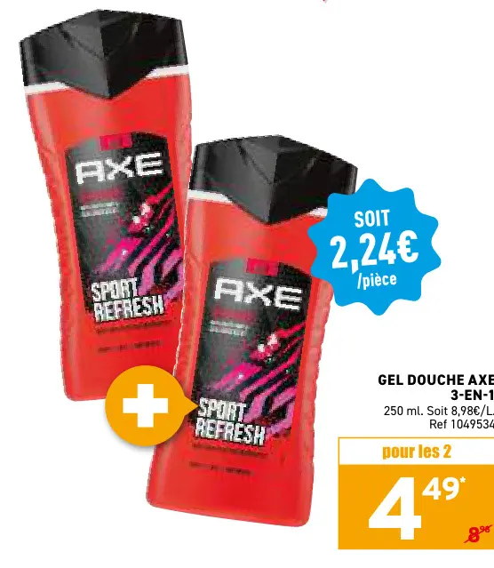 Offre: Gel douche AXE 3-en-1