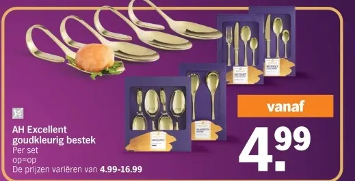 Aanbieding: goudkleurig bestek