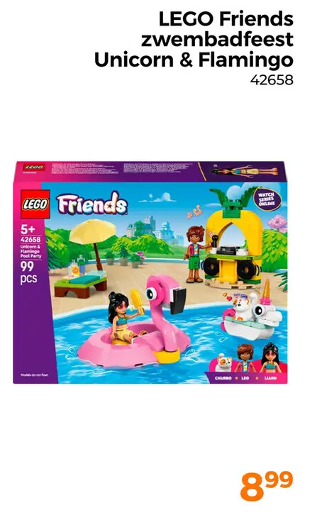 Aanbieding: LEGO Friends zwembadfeest Unicorn & Flamingo