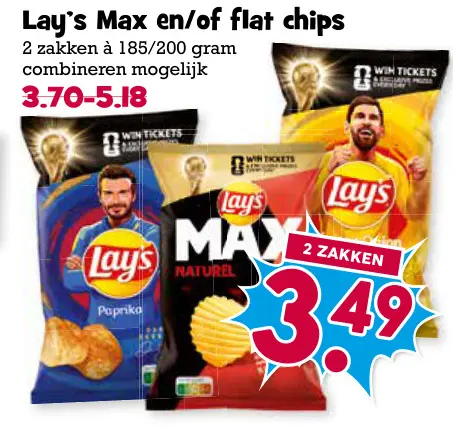 Aanbieding: Lay's Max en/of flat chips