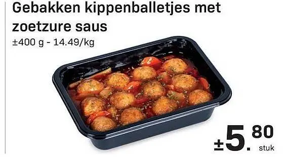 Promotie: Gebakken kippenballetjes met zoetzure saus