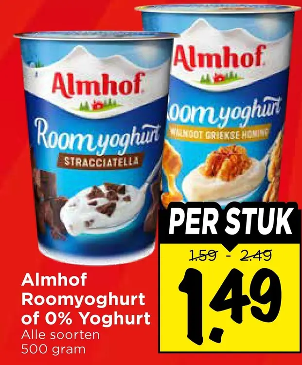 Aanbieding: Roomyoghurt of 0% Yoghurt