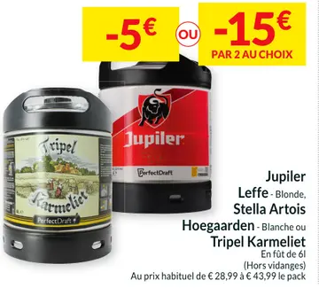 Offre: Jupiler, Leffe, Stella Artois, Hoegaarden, Tripel Karmeliet 