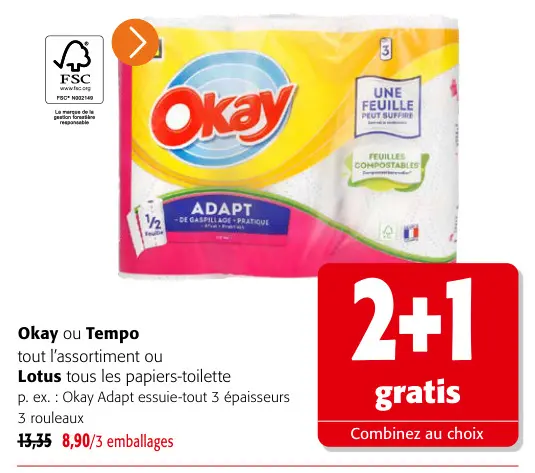 Offre: Okay Adapt essuie-tout 3 épaisseurs