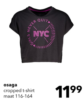 Aanbieding: Osaga meisjes cropped sport T-shirt zwart/roze