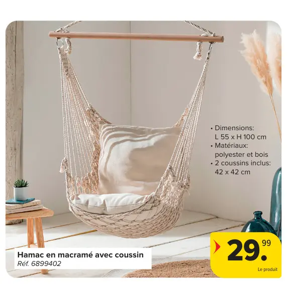 Offre: Hamac en macramé avec coussin