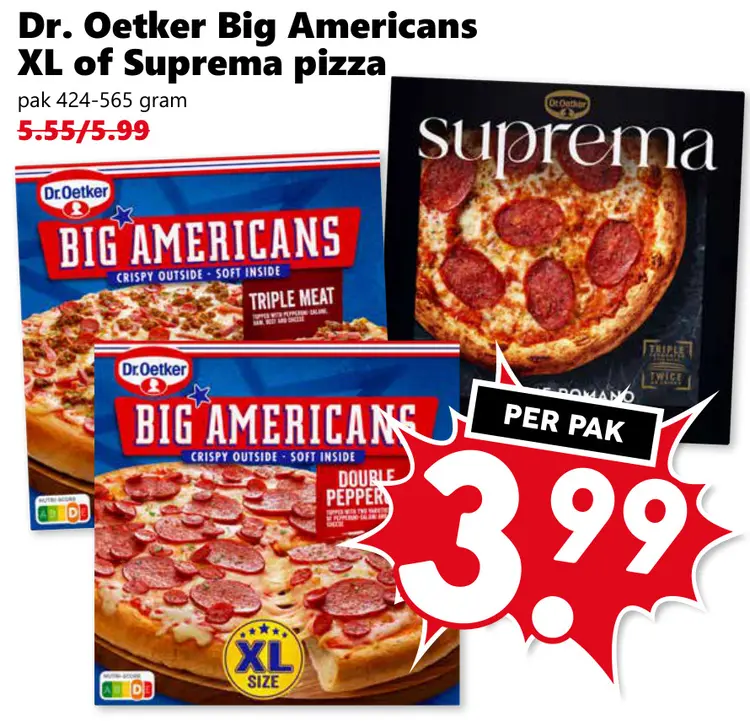 Aanbieding: Big Americans XL of Suprema pizza