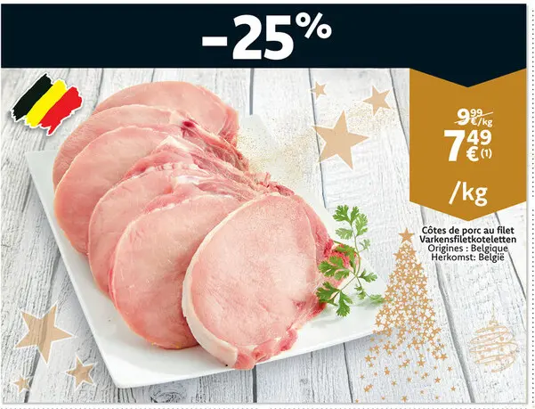 Promotie: Côtes de porc au filet / Varkensfiletkoteletten