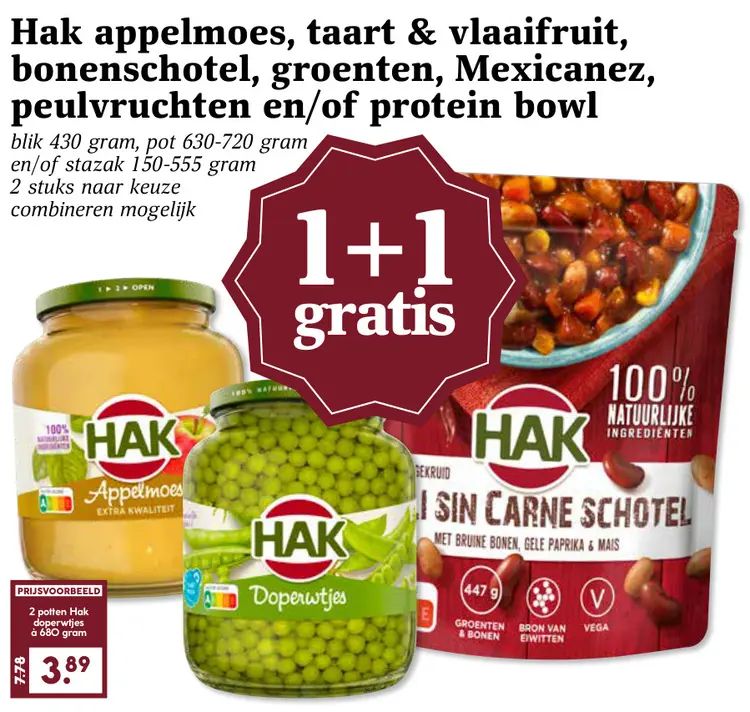 Aanbieding: Appelmoes, taart & vlaaifruit, bonenschotel, groenten, Mexicanez, peulvruchten en/of protein bowl