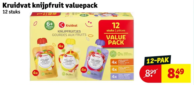 Aanbieding: Kruidvat knijpfruit valuepack