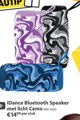 Aanbieding: Idance bluetooth speaker camo 3 assorti