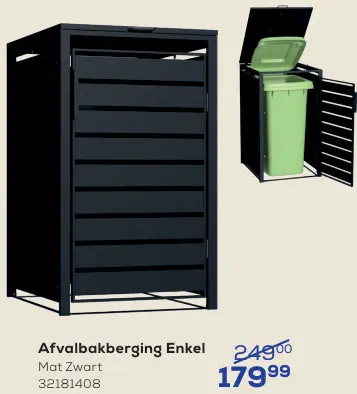 Promotie: Afvalbakberging Enkel Mat Zwart