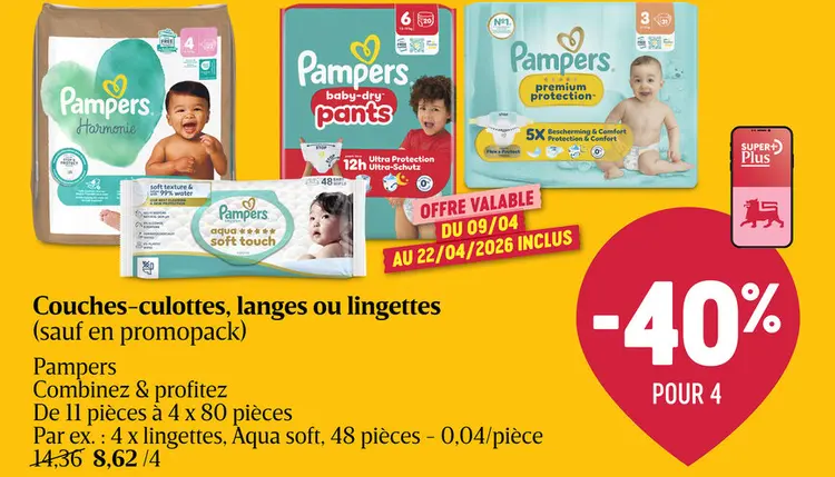 Offre: Couches-culottes, langes ou lingettes 