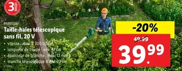 Offre: Taille-haies télescopique sans fil