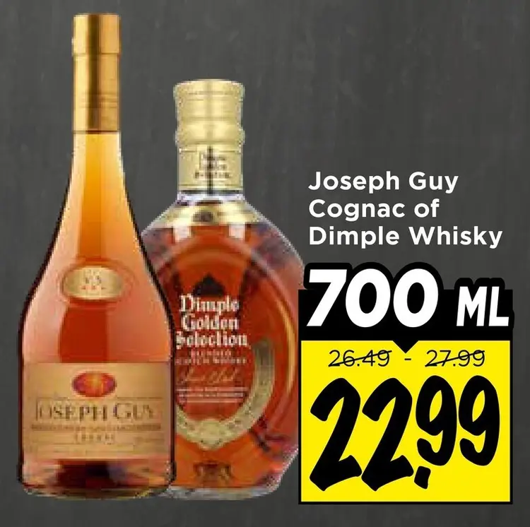 Aanbieding: Joseph Guy Cognac of Dimple Whisky