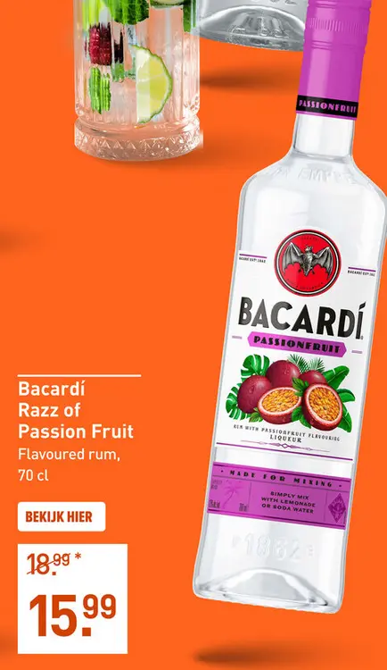 Aanbieding: Bacardí Passion Fruit 70CL
