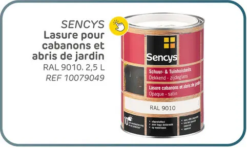 Offre: Lasure sencys pour cabanons et abris de jardin transparent noyer 2,5l