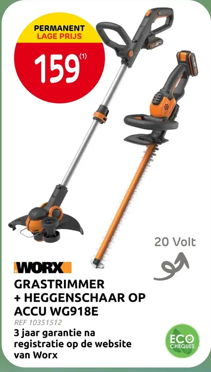 Promotie: Grastrimmer + heggenschaar op accu wg918e