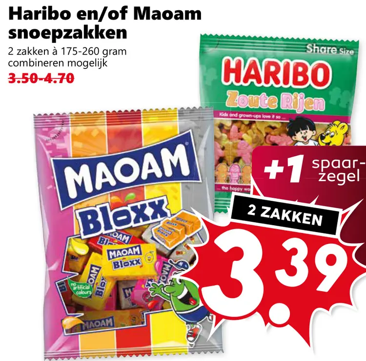 Aanbieding: Haribo en/of Maoam snoepzakken