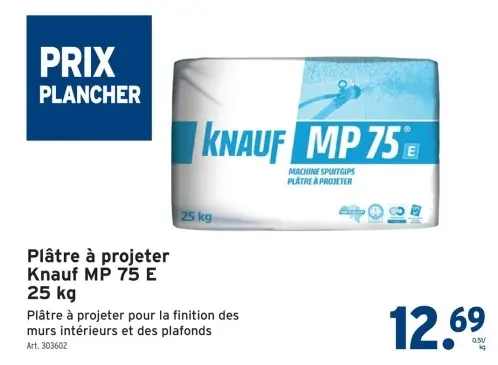 Offre: Plâtre à projeter Knauf MP 75 E