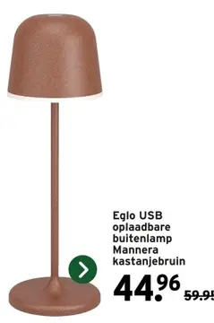 Aanbieding: Eglo USB oplaadbare buitenlamp Manner