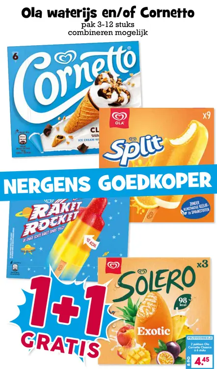 Aanbieding: Waterijs en/of Cornetto