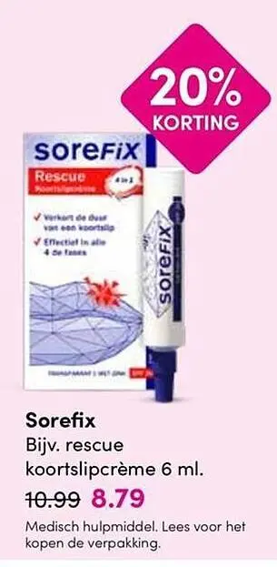 Aanbieding: Sorefix Bijv. rescue koortslipcrème