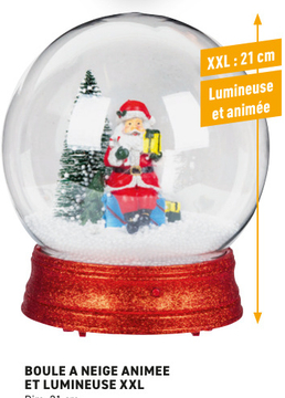 Offre: BOULE A NEIGE ANIMEE ET LUMINEUSE XXL