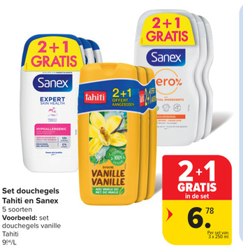 Aanbieding: Set douchegels Tahiti en Sanex