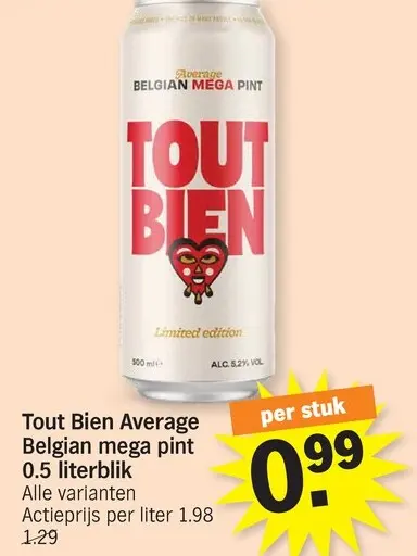 Promotie: Tout Bien Average Belgian mega pint