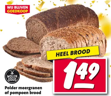 Aanbieding: Polder meergranen of pompoen brood