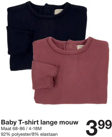 Promotie: Zeeman T-shirt lange mouw