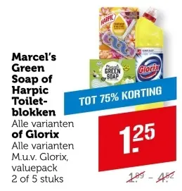 Aanbieding: Marcel's Green Soap of Harpic Toilet-blokken of Glorix