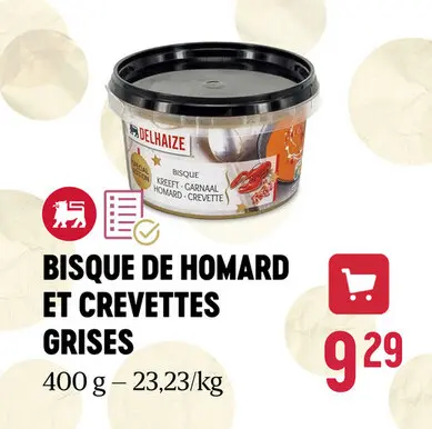Offre: Bisque de homard et crevettes grises