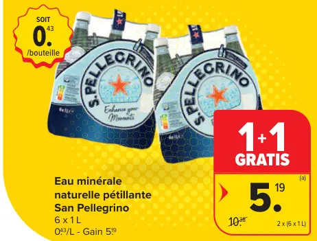 Offre: Eau minérale naturelle pétillante